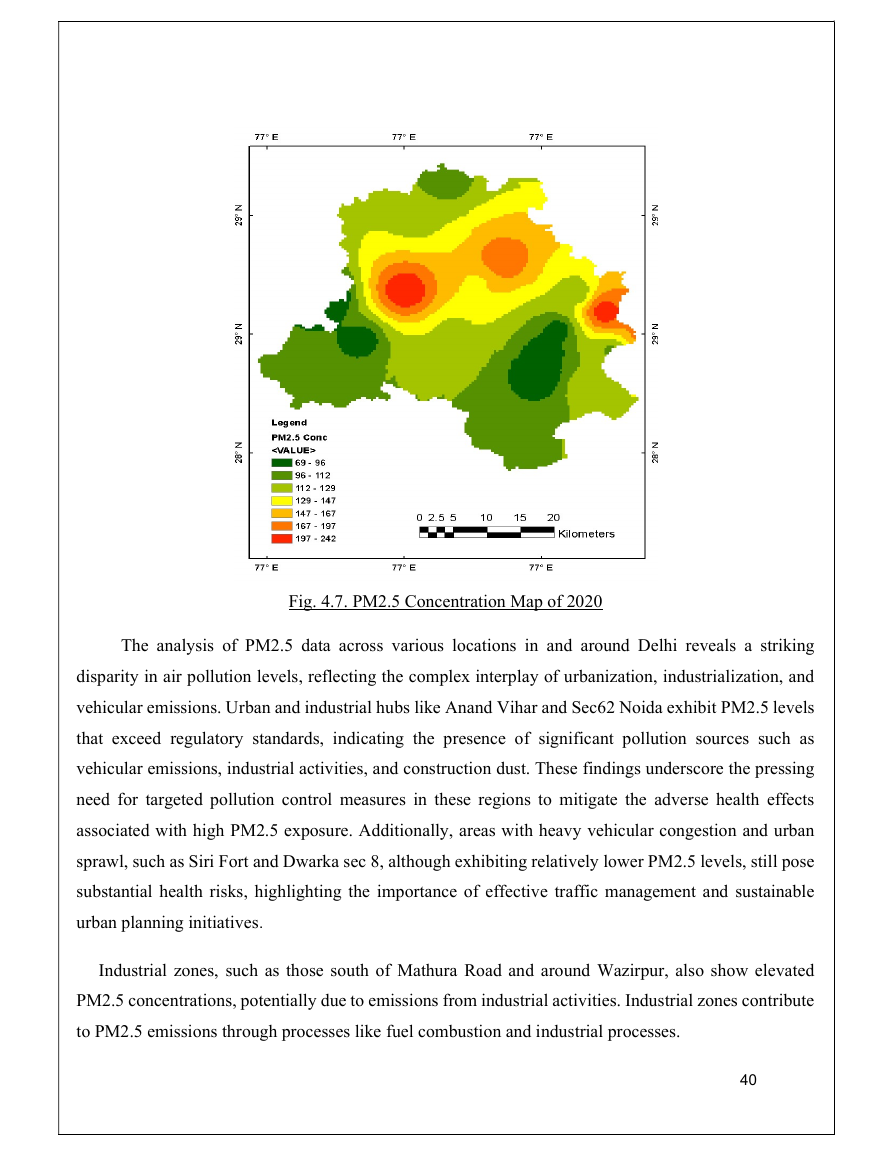 PM2.5 concentration map for Delhi