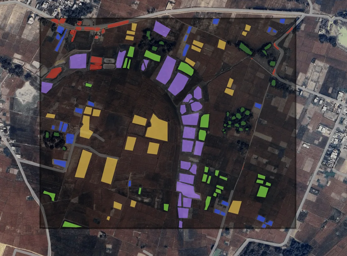 Training polygons for six crop classes in Ranijot village