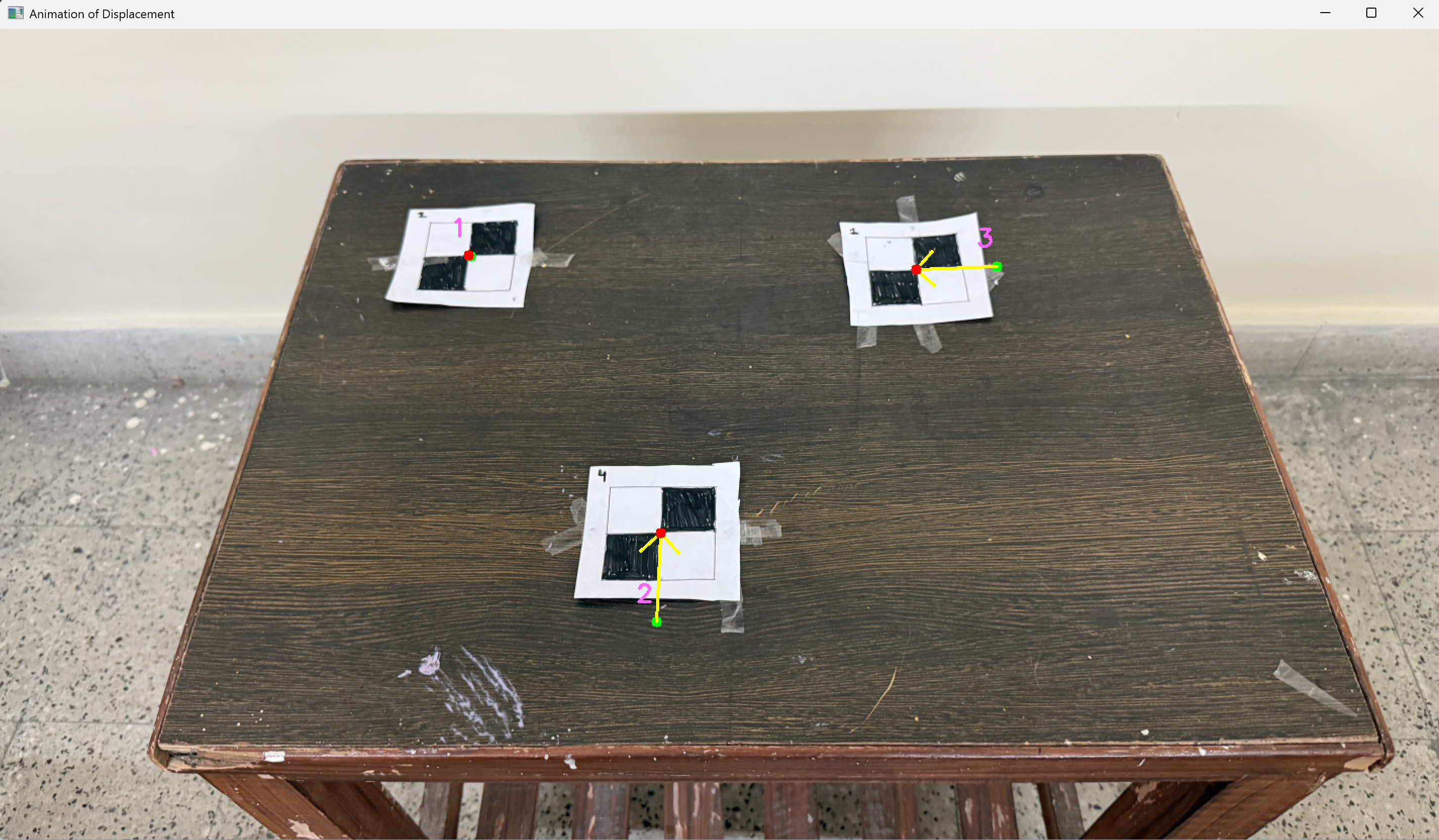 KLT displacement vectors on tabletop features
