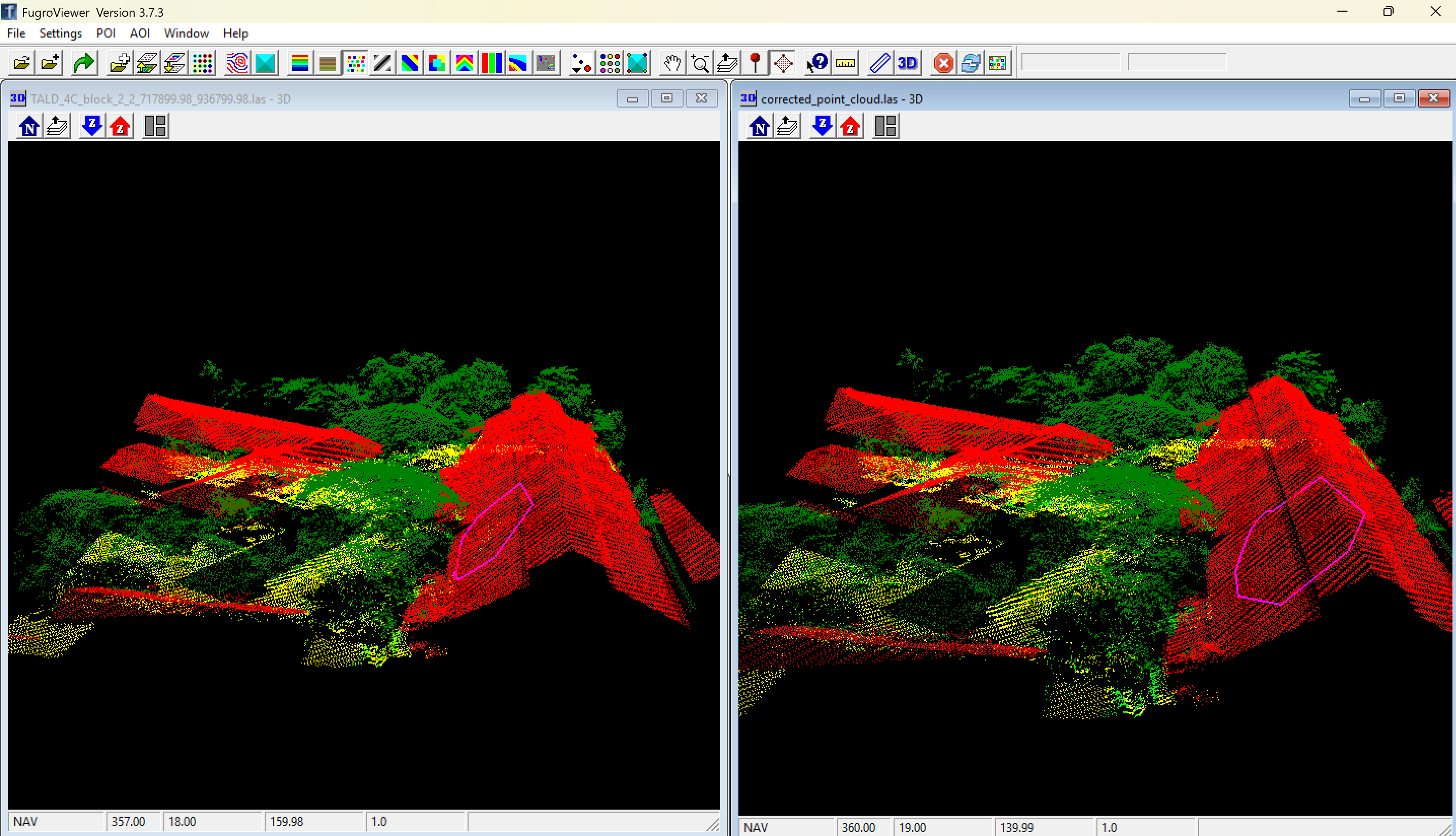 Three-dimensional LiDAR point cloud classification view